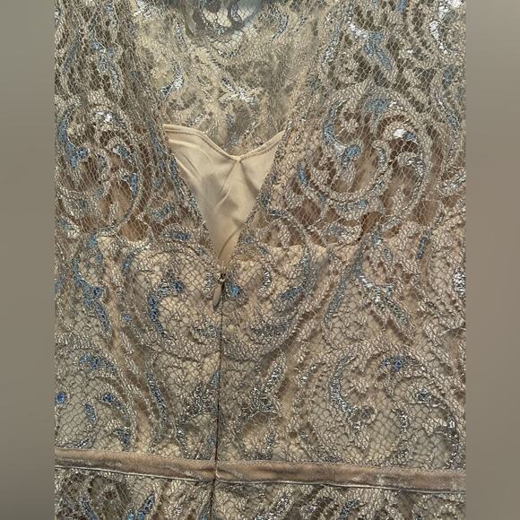 Jenny Yoo Harlow Sandstone Metallic Cocktail Dress size 14 - Picture 8 of 12